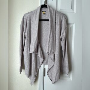 Eddie Bauer Marled Tan 7 Days 7 Ways Snap Wrap Cardigan Sweater